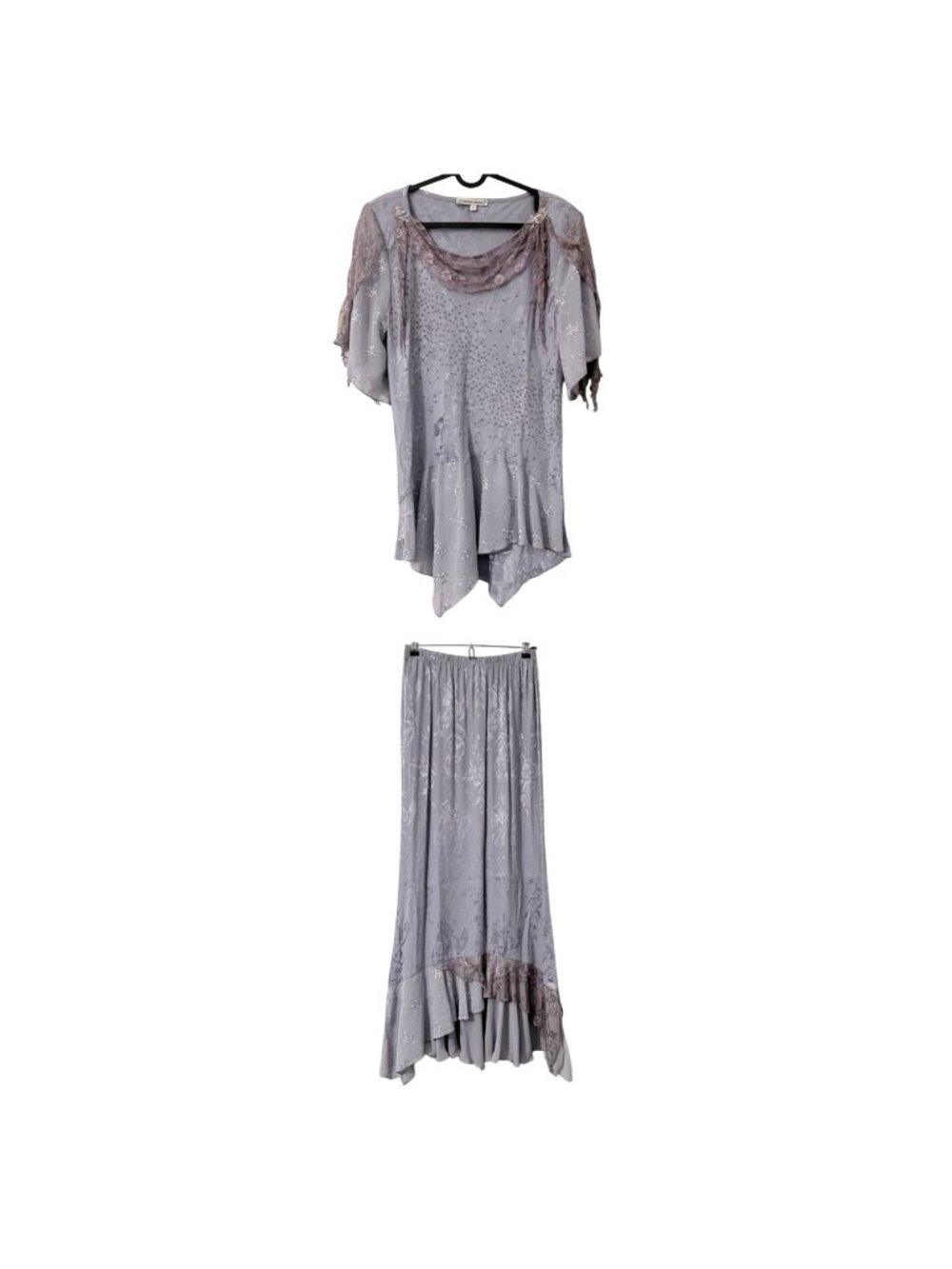 VTG Spencer Alexis Womens 6 Lilac Mauve Lace 2 PC Skirt Set Whimsy Fairy USA